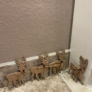 Reindeer, Bear, and pine cone ornaments